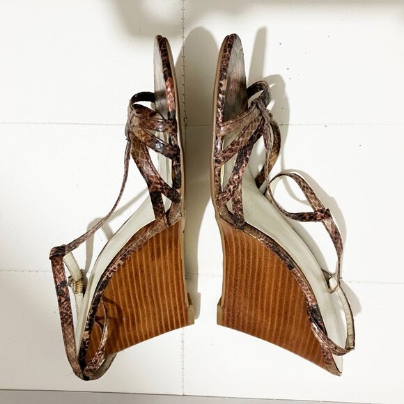 Nine West Sandals | Brown Snakeskin Print | Wedge Heels | Size 10M - Picture 7 of 10